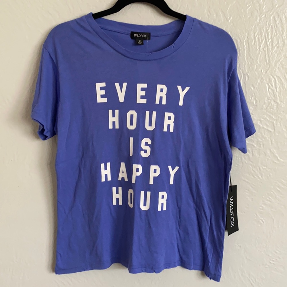Wildfox NWT Happy Hour Keke S/S Tshirt Medium Blue